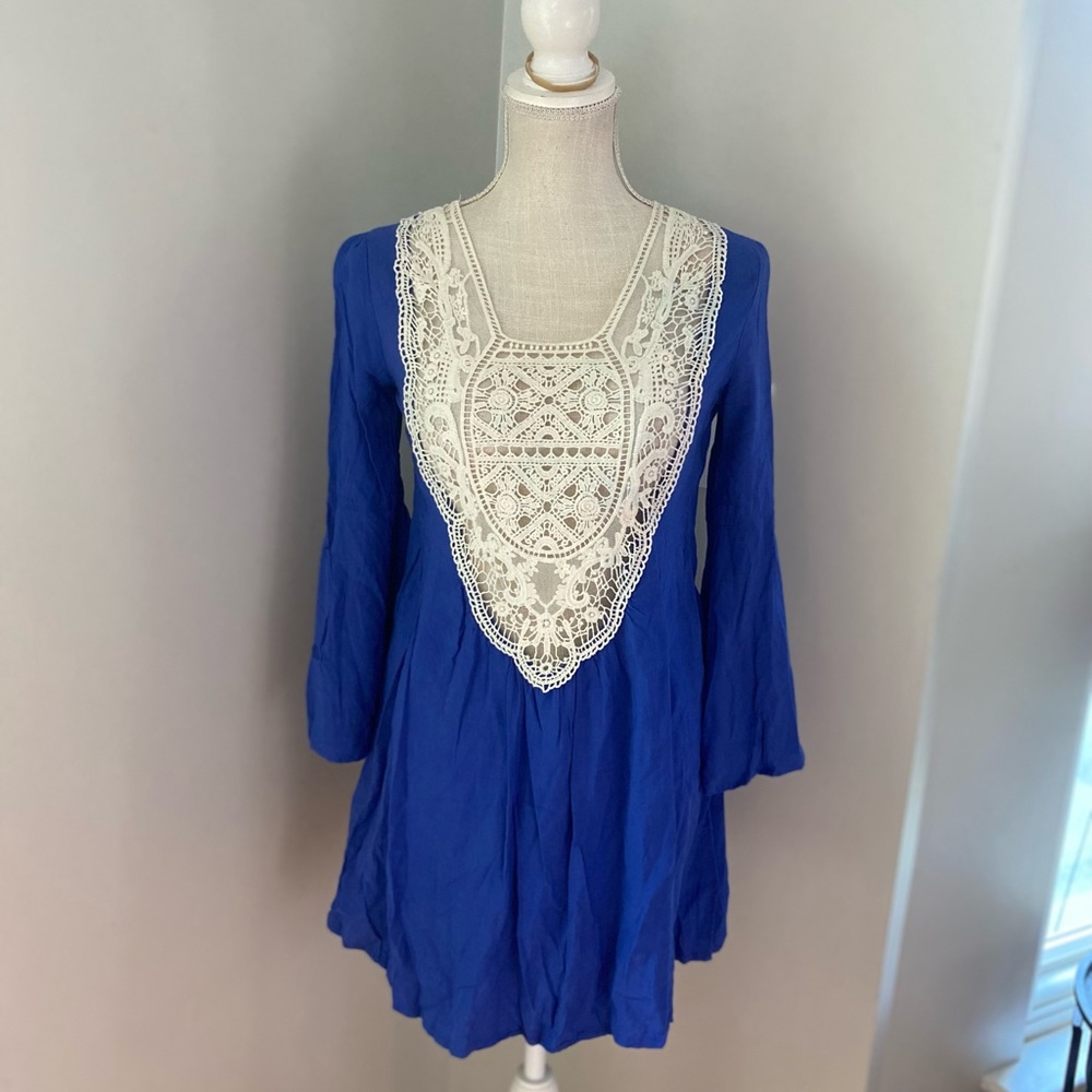 VaVa by Joy Hon Royal Blue Cover up w Lace Insert